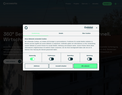 Website-Vorschau von ecoworks - serielle energetische Sanierung