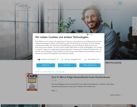 Website-Vorschau von www.HEK.de - Online Krankenversicherung