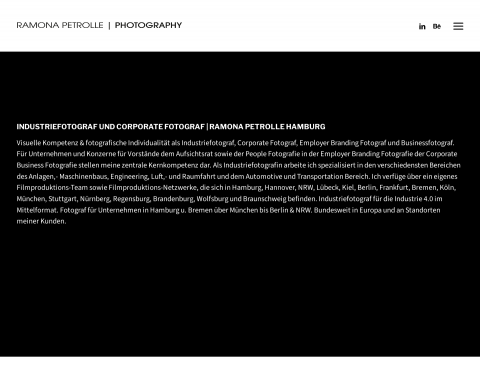Website-Vorschau von Ramona Petrolle Industriefotografie