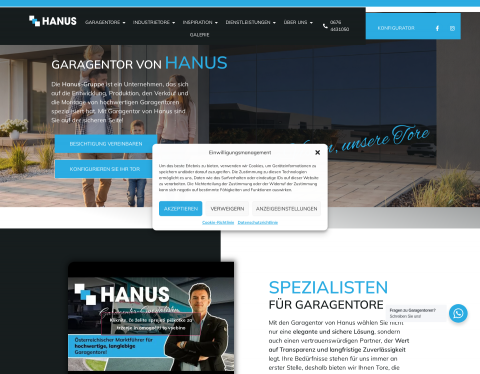 Website-Vorschau von Gruppe Hanus | Garagentor für Ihr Zuhause