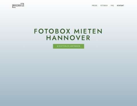 Website-Vorschau von Boxshotz: Fotobox-Vermietung rund um Hannover