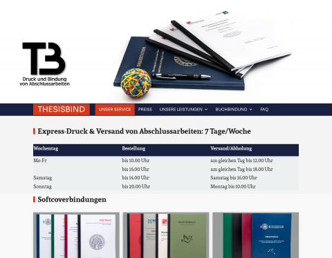 Website-Vorschau von Thesisbind