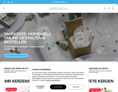 Website-Vorschau von Kerzenhelden GmbH