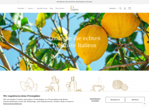 Website-Vorschau von Pareto Shop