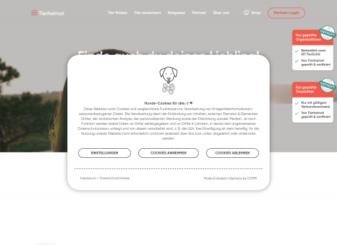 Website-Vorschau von Tierheimat GmbH & Co. KG