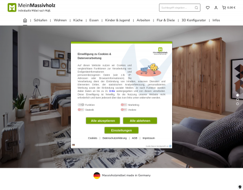 Website-Vorschau von MeinMassivholz - Individuelle Möbel nach Maß
