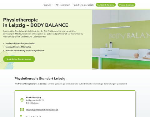 Website-Vorschau von BODY BALANCE Physiotherapie Leipzig
