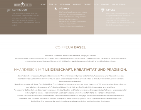 Website-Vorschau von Coiffeur und Hairstylistin in Basel