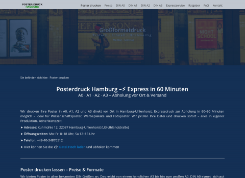 Website-Vorschau von Poster Druck Hamburg