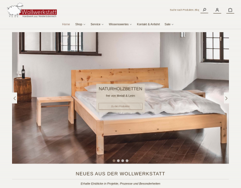 Website-Vorschau von Wollwerkstatt - Das Beste aus Schafwolle