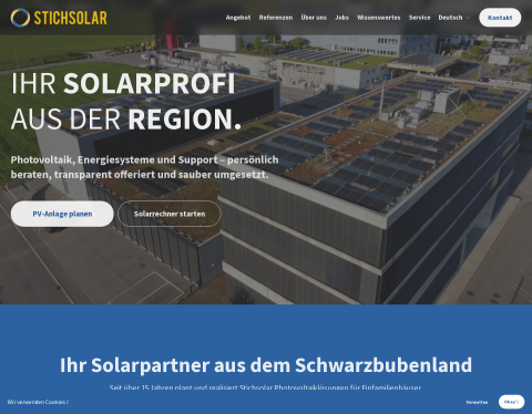 Website-Vorschau von Stichsolar - Solarprofi aus der Region Basel