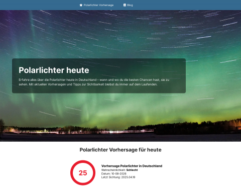Website-Vorschau von Polarlichter Heute in Deutschland