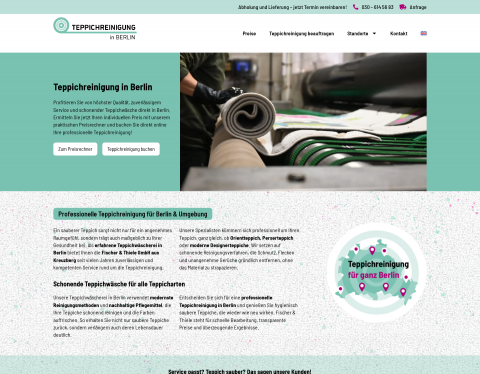 Website-Vorschau von Teppichreinigung Berlin by Fischer & Thiele GmbH