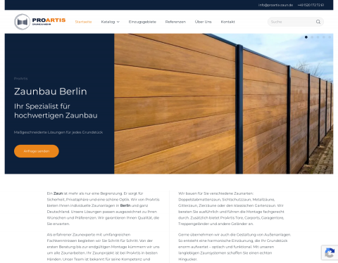 Website-Vorschau von ProArtis - Zaunbau Berlin