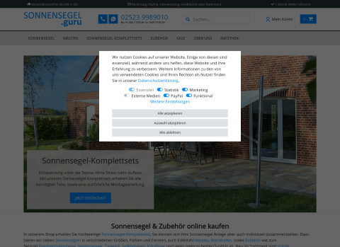Website-Vorschau von SONNENSEGEL.guru GmbH