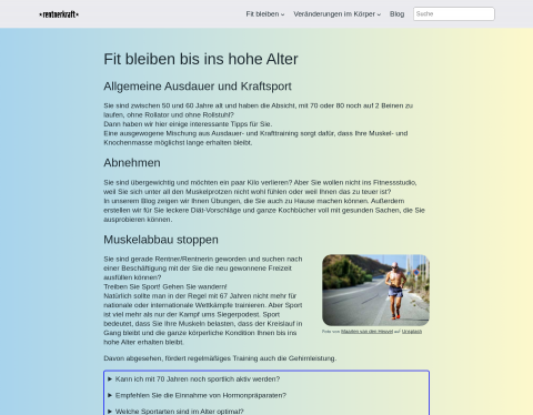 Website-Vorschau von Rentnerkraft - Fitness ab 50