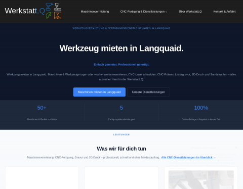 Website-Vorschau von WerkstattLQ – Werkzeugverleih und CNC-Fertigung