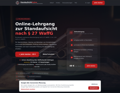 Website-Vorschau von Standaufsicht Kurs