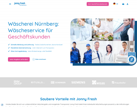 Website-Vorschau von Wäscherei Nürnberg | Jonny Fresh