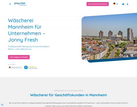 Screenshot von Wäscherei Mannheim | Jonny Fresh