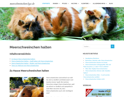 Website-Vorschau von Zu Hause Meerschweinchen halten