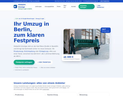 Website-Vorschau von Global24 Umzüge