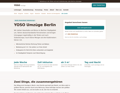 Website-Vorschau von YOSO Umzüge