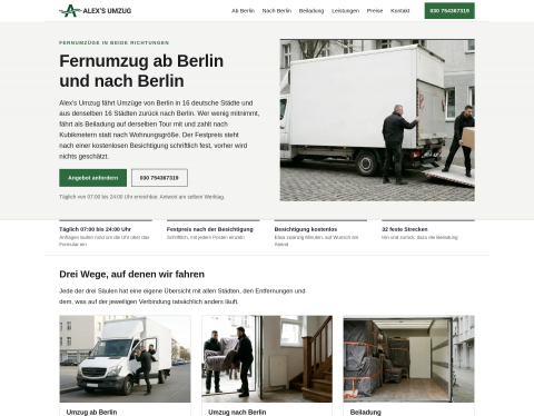Website-Vorschau von Alex's Umzug