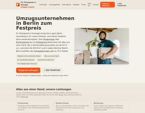 Website-Vorschau von Fix Transporte & Umzuege