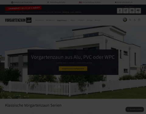 Website-Vorschau von vorgartenzaun.SHOP – Zäune und Planung für den Vorgarten