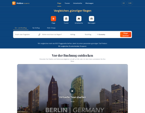 Vista previa de Mubboo Flights: compara viajes y entradas en todo el mundo