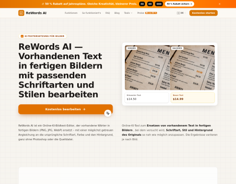 Website-Vorschau von ReWords AI