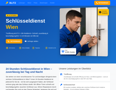 Website-Vorschau von Schlüsseldienst BLITZ – 24-Stunden-Türöffnung und Notdienst in Wien