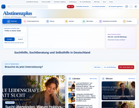Website-Vorschau von AbstinenzPlus – Wissen über Sucht, Abstinenz und Angehörige