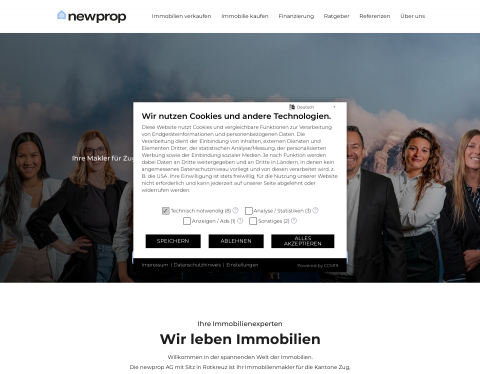 Website-Vorschau von newprop AG – Immobilienmakler in Rotkreuz