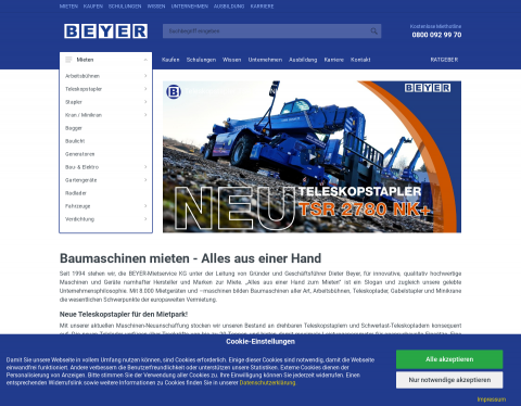 Website-Vorschau von Arbeitsbühnen & Baumaschinen Vermietung