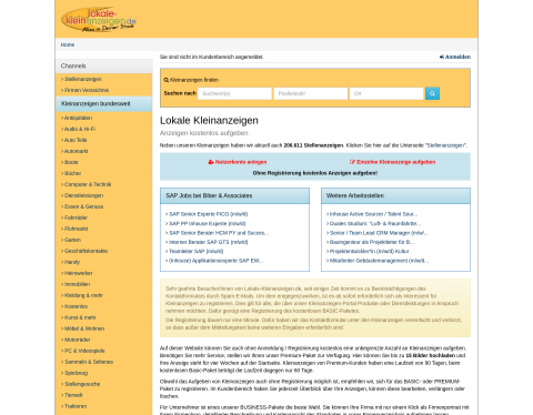 Website-Vorschau von Lokale Kleinanzeigen