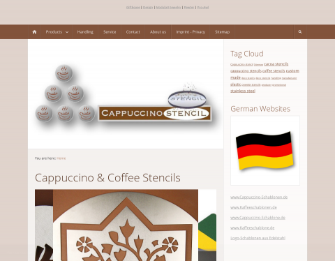 Website-Vorschau von Cappuccino Stencils für die Werbung