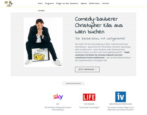 Website-Vorschau von Zauberer mieten – Christopher Kaes