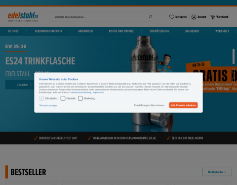 Website-Vorschau von Edelstahlarmaturen von Edelstahl24