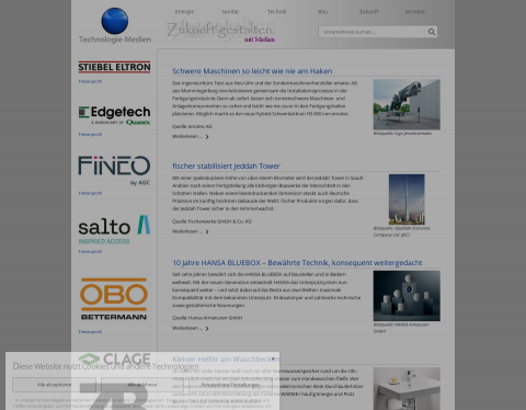 Website-Vorschau von Technologie-Medien mit Energie & Wasser