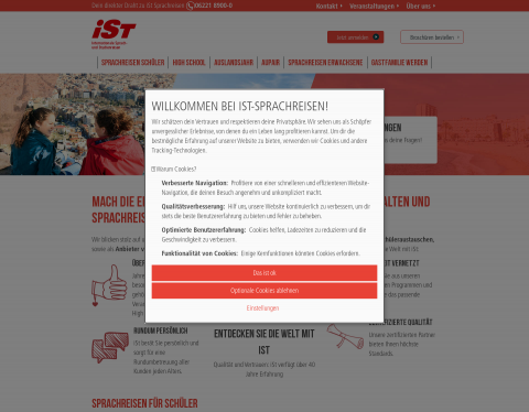 Website-Vorschau von iSt Sprachreisen und Sprachkurse