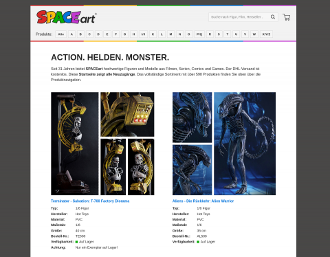 Website-Vorschau von SPACEart » Film- und Erotikmodelle