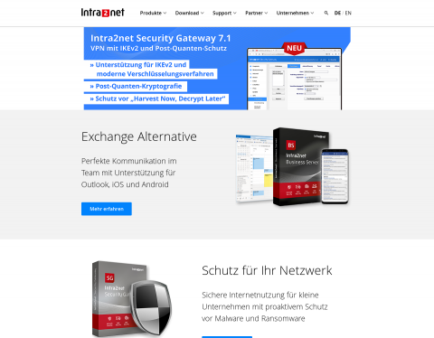 Website-Vorschau von Intra2net - IT-Sicherheit für kleine und mittlere