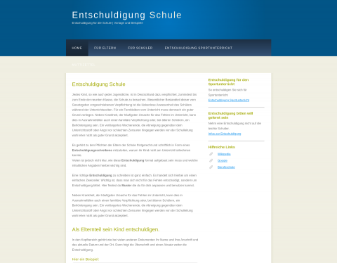 Website-Vorschau von Entschuldigung für die Schule