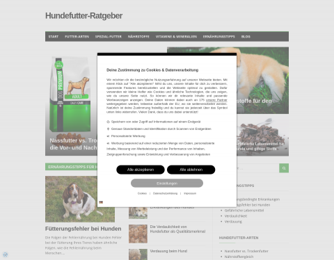 Website-Vorschau von Hundefutter & Katzenfutter - Tipps