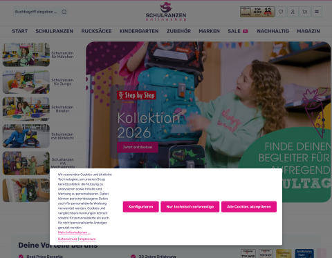 Website-Vorschau von schulranzen