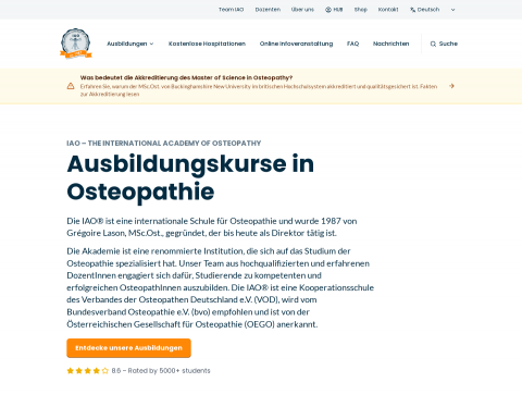 Website-Vorschau von Osteopathieausbildung IAO