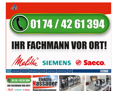 Website-Vorschau von Elektro Nassauer, Jura Kaffeeautomaten