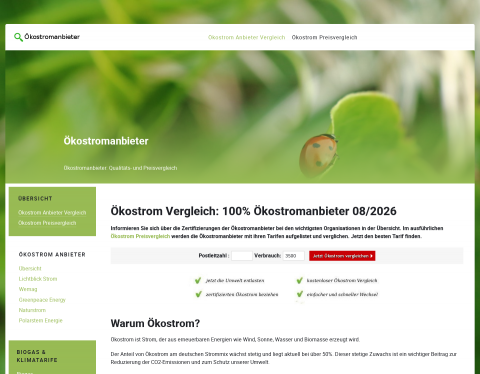 Website-Vorschau von Preisvergleich mit oekostromanbieter.org
